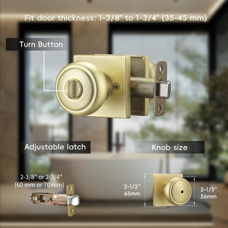 NCSEN Gold Door Knobs with Lock, Coastal Door Knobs Interior