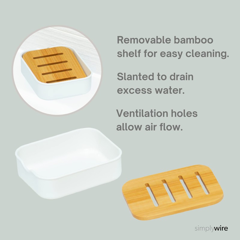 simplywire – Pack of 2 – Plastic Soap Dishes with