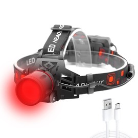 WINDFIRE Red Light Hunting Headlamp Rechargeable, 600 Lumens Bright LED Headlight 3 Modes Tactical Zoomable Headlamps for Astronomy Night Vision Predator Hunting Coyote Hog