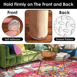 Heclia 8 Pcs Non Slip Furniture Pads Transparent Round Rubber Grippers for Hardwood Floors Tile Laminate Floor Protectors for Couches Chairs Table Sofas Noise Reducing Pads to Keep Furniture