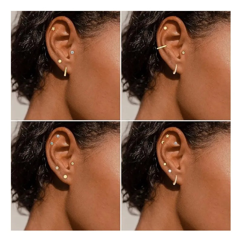 15pare Arete Mujer Piercing Oreja Cartílago Acero Inoxidable