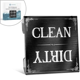 Dishwasher Sign Clean Dirty Signs Stainless Steel Interior Indicator - Easy to Read Indicators - Non-Scratch & Rustproof Clean Dirty Dishwasher Sign (Black)