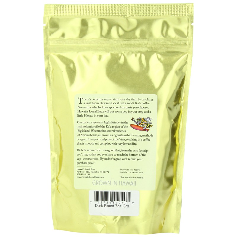Hawaii's Local Buzz Ground Coffee, Dark Roast, 7 Ounce