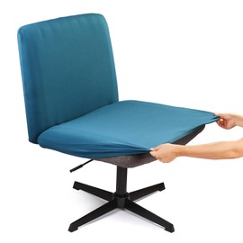 Iauddy Armless Criss Cross Office Desk Chair Cover Slipcover,Accent Mid Back Wide Swivel Task Vanity Slipper Chair Protector Stretch Removable Without Arms for Accent Chair