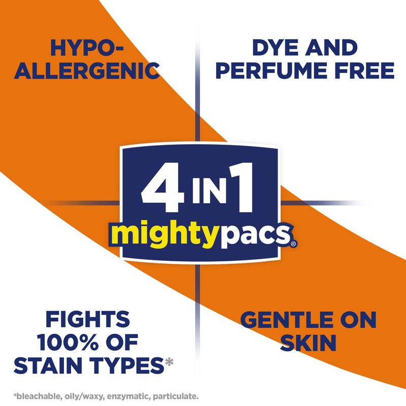 All Mighty Pacs Laundry Detergent, Free Clear Pouch, 16 Count
