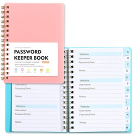 OSYLICT Password Book with Alphabetical Tabs,A6 Hardcover Small Password Books for Seniors,Password Organizer for Computer Logbook Journal Website Internet Address Login (Pink)