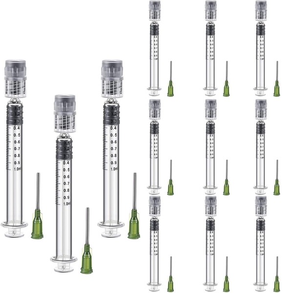 12 Pcs 1 ml Borosilicate Glass Luer Pets Syringe Reusable