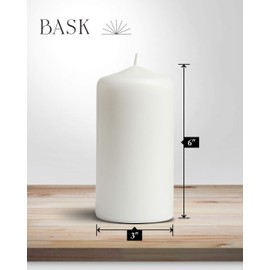 Cone Top Pillar Candles - Set of 6 - 3" x 6" Dripless Unscented Candles in White for Home Decor, Relaxation & All Occasions