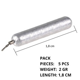 PRO FILSTAR Drop Shot Lead Set 5 Pieces 2 g - Dropshot Leads - Fishing Weights Set with Swivels - Fishing Weights - Jig Heads - Fishing Lead - Fishing Set - Fishing Weights - Bullet Lead - Fishing