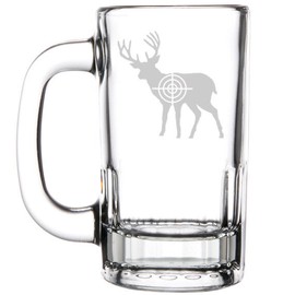 MIP 12oz Beer Mug Stein Glass Deer With Bullseye Hunting