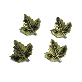 Anmeilexst 4 Pcs Vintage Bronze Maple Leaf Knob, Pull Handle, Kitchen Cabinet Drawer Wardrobe Handle Knobs, Gift Box, Jewelry Box Decorative Handle Knobs (Includes Mounting Screws)