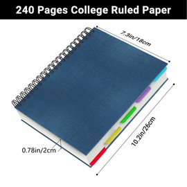 Yarotm Notizbuch B5 Liniert - 26x18cm Notizblock B5 Spiralbindung - 100GSM Papier Liniert Notebook - 120 Blatt Royalblau Spiralblock B5-1200GSM Hardcover Tagebuch Journal