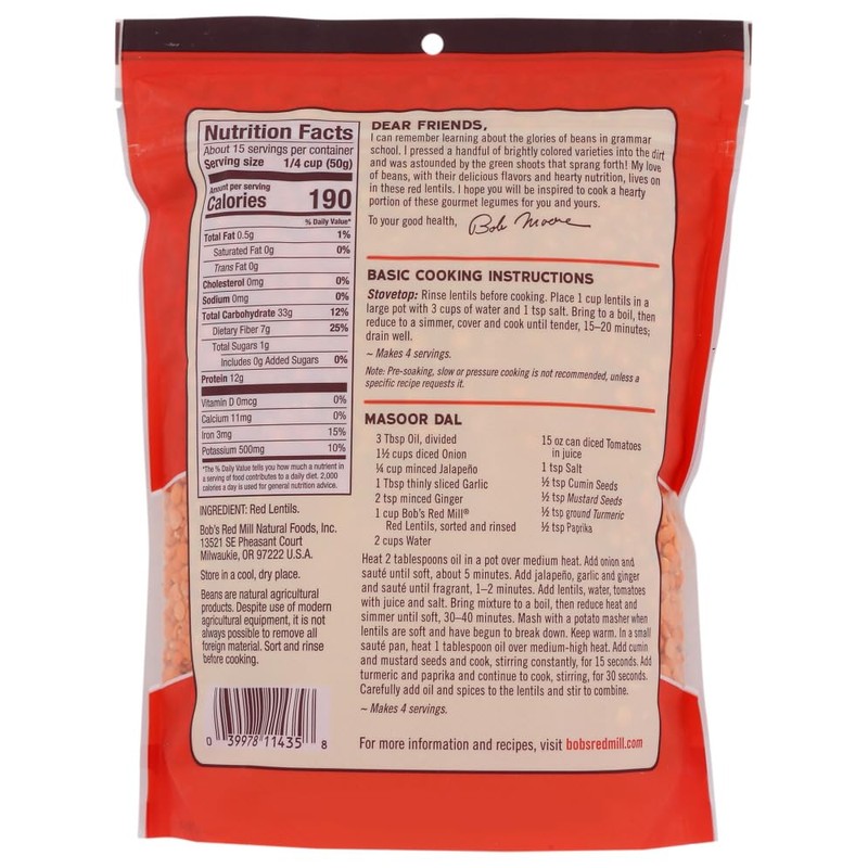 Bob's Red Mill Red Lentils, 27 Oz (Pack of 1)