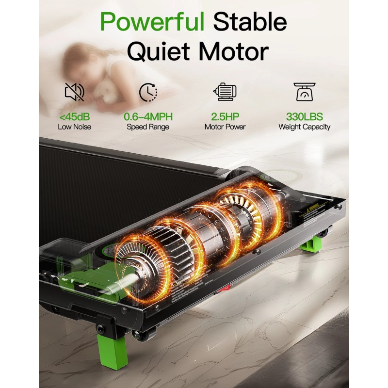 Akluer Electric Walking Pad 330LBS Dual-Sided Incline LED Screen Treadmill