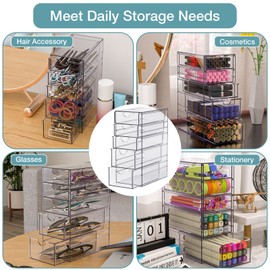 Noverlife Noverlife Clear Containers for Hair Accessory Organizing, Plastic Hair Accessory Organizer Box with 5 Drawers, Hair Accessory Container, Storage Organization Drawers Set for Hair Ties Accessory