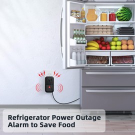 Satisure Power Failure Alarm, Freezer Power Outage Alarm 7 Sirens, Freezer Alarm with 0-110dB Adjustable LED Indicator 12H Alert, Power Loss Alarm Monitor for Refrigerator, Sump Pumps, Aquarium