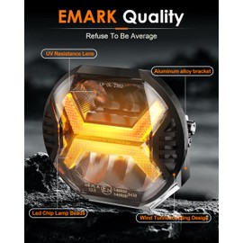 SPL Amber Led Pods Off Road Driving Lights Cube, 4 Inch 48W 10000LM, Led Offroad Lights with Amber X Letter DRL Design, LED Spot Light for Trucks Jeep Ford UTV ATV, 2PCS(Wiring Harness Included)
