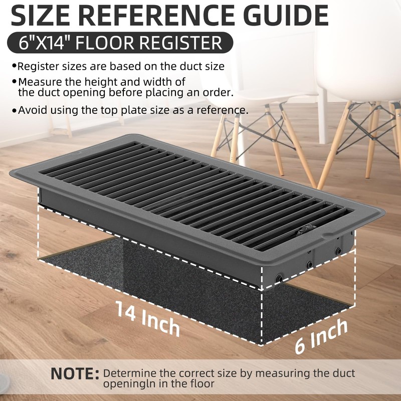 Flowild 2 Pack 6x14 Inch Heavy Duty Steel Grey Floor