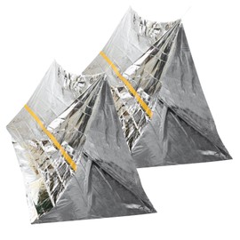 VICASKY 2pcs Emergency Tube Tent Disposable Silver Shelter for Camping Sos Survival and Trip Emergency Use Protects Against Rain Wind