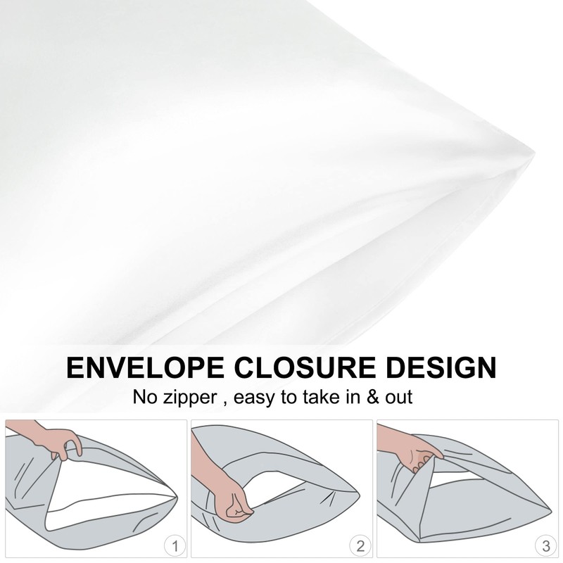 PiccoCasa Satin Pillowcase, Cool Envelope Style Pillowcase, Rayon, Cool to