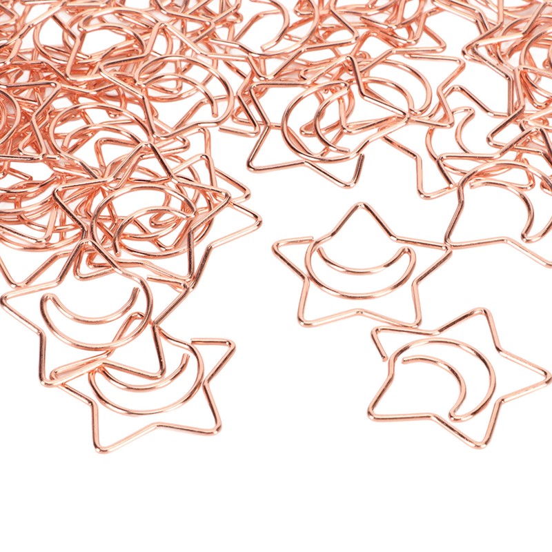 100pcs Star Moon Paper Clips Prevent Rust Skid Resistance Cute