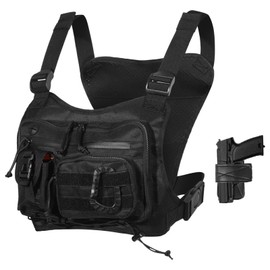 Epicover Outdoor Chest Bag for Men, Multi-pocket Chest Pack, Breathable Oxford Cloth Chest Rig, Lightweight Urban Style Chest Bag Vest for Hiking, Running, Cycling