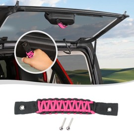 Voodonala for Jeep Wrangler JL Rear Tail Mirror Grab Handle Paracord Handle Compatible with Jeep Wrangler JL 2018-2024 Trunk Handle Accessories Assist Grip(1Pc,Black/Pink)
