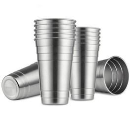 MEWAY Premium Stainless Steel Cups 24 oz Pint Cup Tumbler (12 Pack) - Premium Metal Cups - Stackable Durable Cup，Chilling Beer Glasses, for Travel, Outdoor, Camping, Everyday