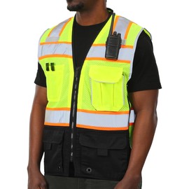 sesafety Safety Vest with 9 Pockets, High Visibility Reflective Vest, Security Vest, Work Vest for Men, ANSI/ISEA Class 2 Type R