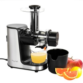 Megachef Masticating Slow Juicer Extractor with Reverse Function, Cold Press Juicer Machine with Quiet Motor, Chrome Silver