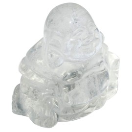 Nupuyai Rock Crystal Laughing Buddha Figurine Gemstone Crystal Lucky Buddha Healing Stone Feng Shui Decoration