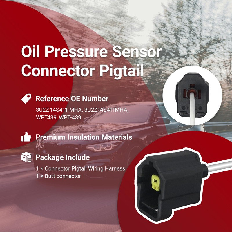 Qinyra Oil Pressure Sensor Connector Pigtail with Butt Connector Compatible