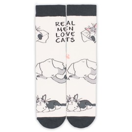 ‘Real Men Love Cats’ Socks, Novelty Socks, Cat Gifts for Cat Lovers Men, Cat Dad Gifts for International Cat Day, Birthday, Christmas, Thanksgiving, Easter, Valentine’s Day. (024)