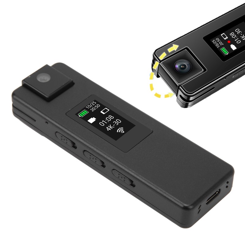 WiFi Body Camera 4K HD Motion Detection 1500mAh 180 Degree