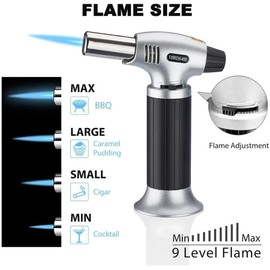 Antorcha de Cocina, Sebami Soplete De Cocina Profesional,Cocina Soplete y Cerradura de Seguridad ajustable para Postres, Crema Brulee, DIY, Comida, Barbacoa, Cámping, BBQ (Negro)