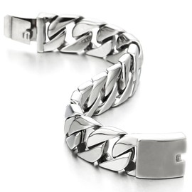 COOLSTEELANDBEYOND Masculine Mens Stainless Steel Large Link Curb Chain Bracelet, Polished(CA)