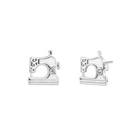 Sewing Machine Tailor Stud Earrings Jewelry with 925 Sterling Silver Back Posts