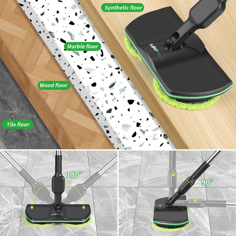 Battery Cordless Electric Spin Mop for Floor Cleaning, 13 Inch
