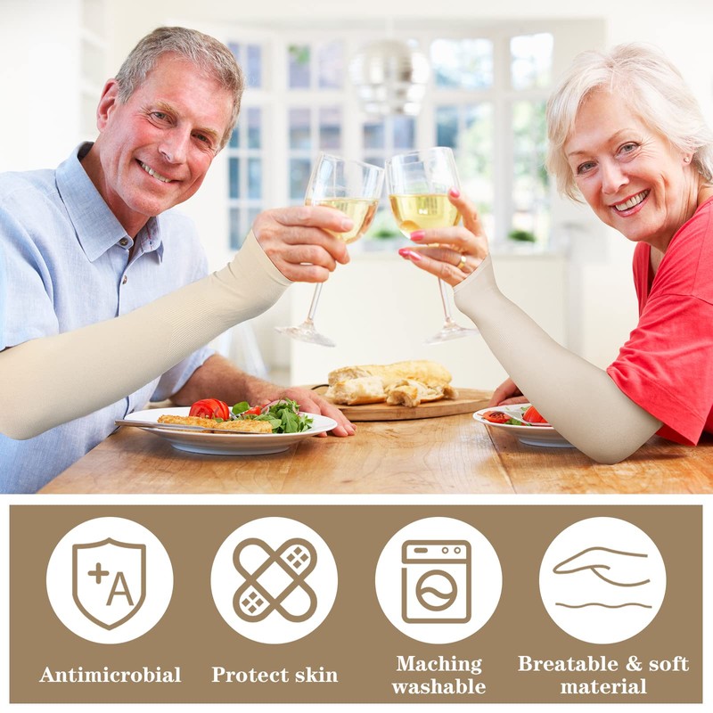 Eurzom 8 Pairs Elderly Skin Protector Sleeves Thin Skin Arm