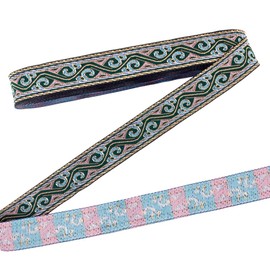 CRAFTYMELODY 10 Yard Jacquard Ribbon Trim 3/4 Inch Webbing Vintage Pattern Polyester Fabric Trim for DIY Sewing Crafts Clothing Handbags and Purses