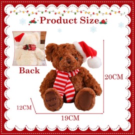 8" Christmas Teddy Bear Plush Toy Xmas Gifts for Kids,Coffee Teddy Bear Plushies Dolls Christmas Soft Toy,Squishys Teddy Bear Stuffed Animal Toy,Christmas Cuddly Toys Presents for Kids Xmas Home Decor