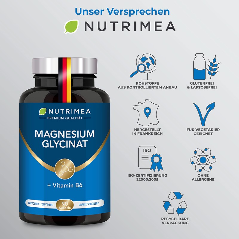 Magnesium Glycinate + Vitamin B6 | Optimal Bioavailability | 1.5