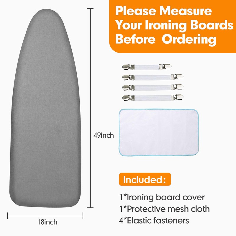 Ironing Board Cover and Pad, 18x49 Extra Wide Thick Iron