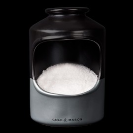 Cole & Mason Strethall Black/Grey Salt Pig, Kitchen Organisation, Seasoning Storage Pot/Salt Cellar, Ceramic, (H) 163 mm x (D) 110 mm, Salt Not Included
