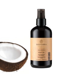BIOTERRA Organic Body Oil for Women – Coconut & Massage Oil with & Vitamin E – Deep Moisturizing Body Moisturiser for Dry Skin – Nourishing Gardenia Extract – Perfect for Daily Body Care & Hydration(250ml)
