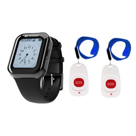 Retekess TD113 Call Bell System, Caregiver Pager, IP67 Waterproof, Various Reminder Modes, Touch Screen, 2 Emergency Buttons for Home, Elderly, Patient, Disabled