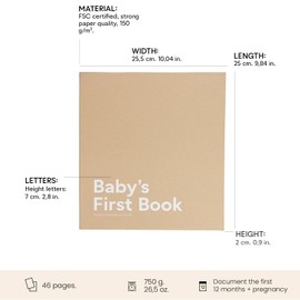 Design Letters Baby Memory Book | Scrapbook for Baby's First Year | Baby Diary Monthly Cards & Bag | Baby Memory Book | Nordic Design