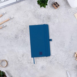 FINOCAM - Nexo Hardback Notebook Blank Navy Blue | Small Notebook with Perforated Sheets | Inner Pocket and Pen Holder | 72 Sheets, Ideal for Writing and Drawing