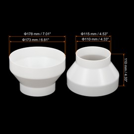 PATIKIL 7" to 4.5" Duct Reducer, ABS Ducting Airflow Tube Increaser Adapter Pipe Fitting for HVAC Heating Cooling Air Ventilation Systems