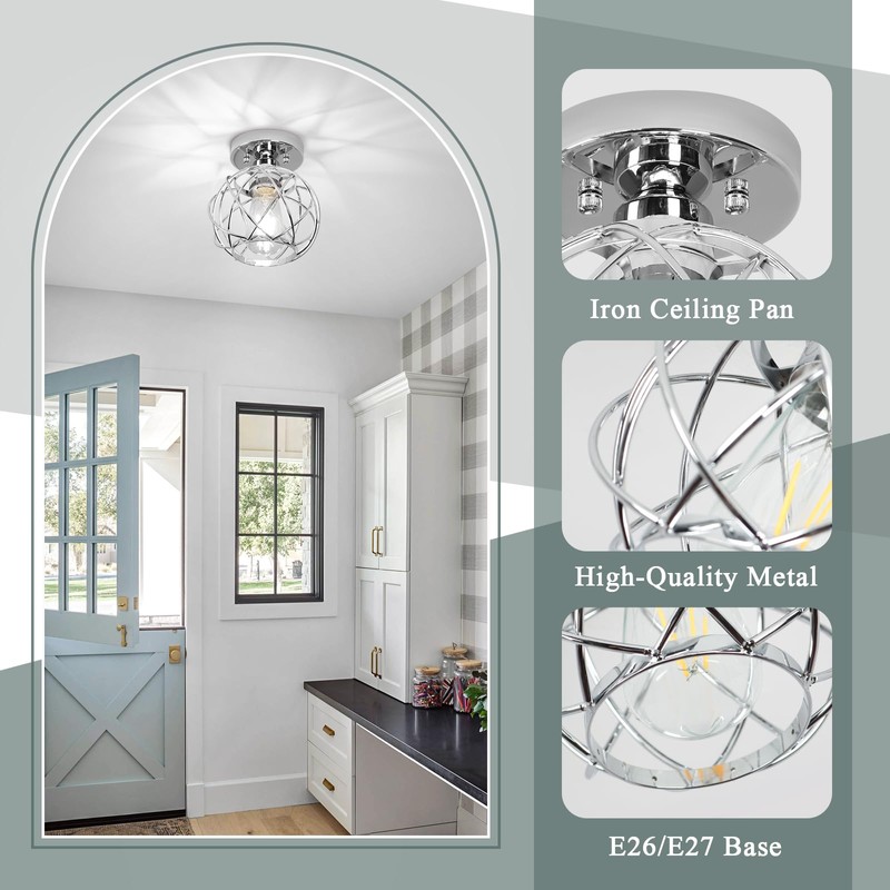 Loiogohot Hallway Ceiling Light Fixtures,Flush Mount Ceiling Lights Metal Cage